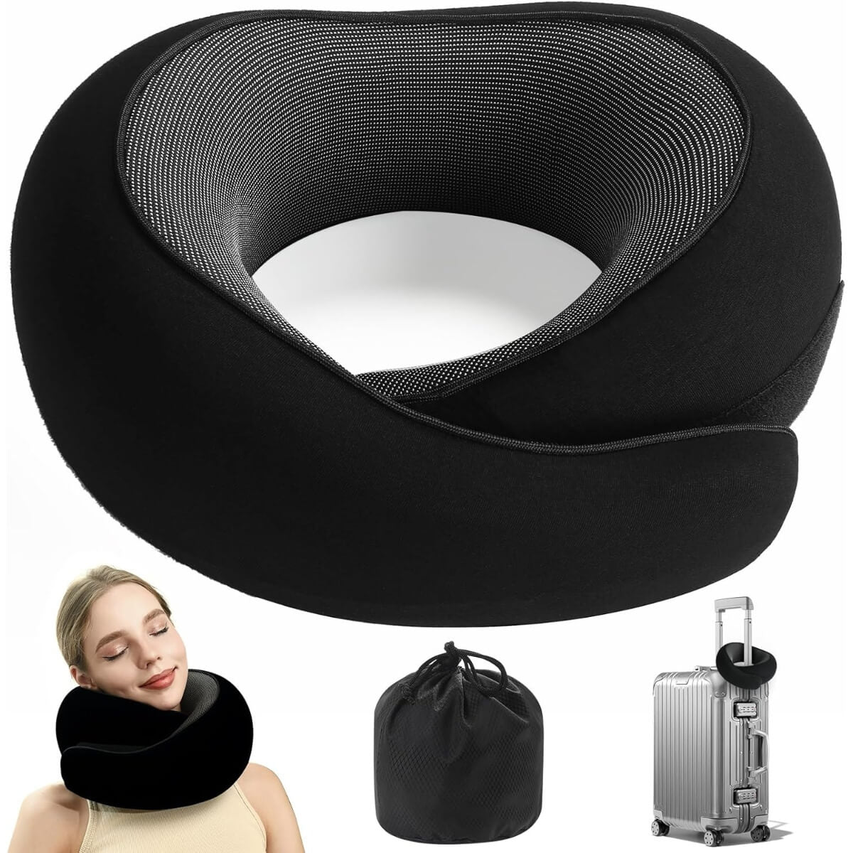 Cojín de Cuello Ergonómico Ajustable para Viaje y Oficina