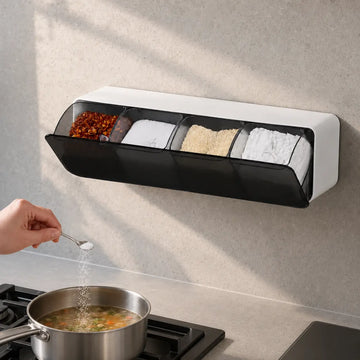 Condimentero Horizontal de Pared Negro Semitransparente