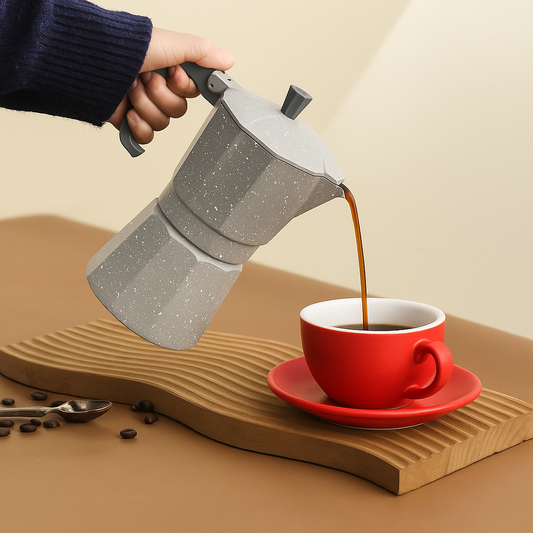 Cafetera Moka Italiana de Aluminio Diseño Granito