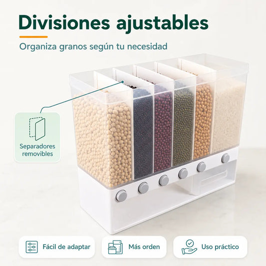 Dispensador de Arroz y Menestras de 6 Divisiones