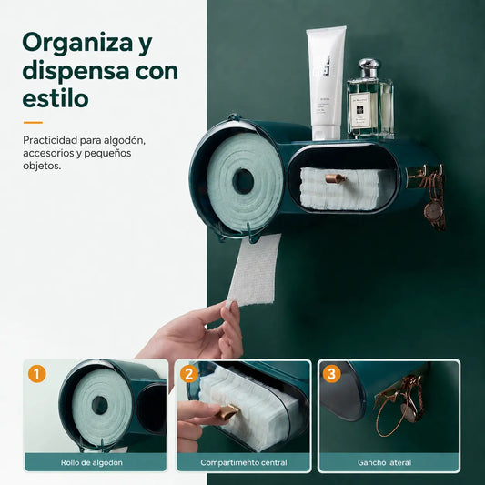 Dispensador de Papel Higiénico Premium con Ganchos