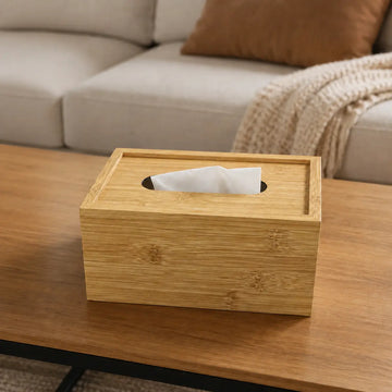 Dispensador de Pañuelos Diseño Madera Bambú