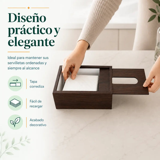 Dispensador de Pañuelos Diseño Madera Bambú