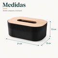 Caja porta pañuelos de aproximadamente 21 cm de largo, 11 cm de fondo y 12.5 cm de alto