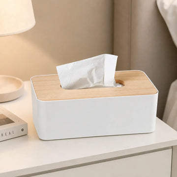 Caja Dispensadora de Pañuelos con Tapa Diseño Bambú
