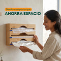 Dispensador de rollos de cocina para pared que organiza papel film, aluminio y otros rollos