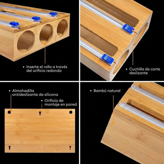 Dispensador Triple de Bambú