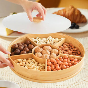 Bandeja de Bambú Centro de Mesa con 5 Divisiones