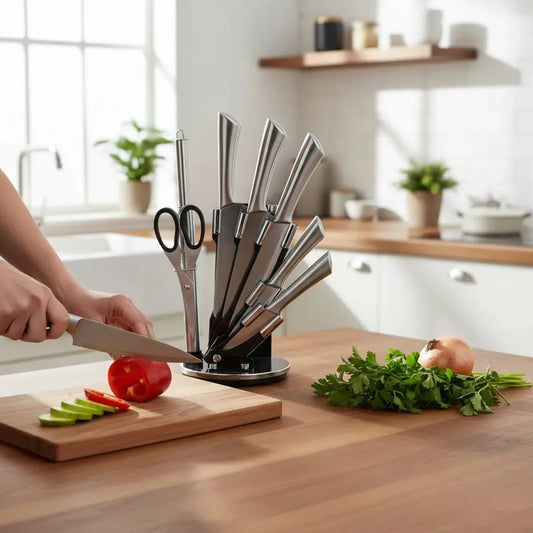 Set de Cuchillos con Base Giratoria de 8 piezas Bass