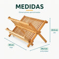 Escurridor de platos plegable de bambú de 39 cm de largo, 29.2 cm de profundidad y 24.5 cm de alto