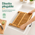 Escurridor de platos de bambú plegable que se guarda fácilmente y ayuda a ahorrar espacio