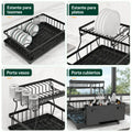 Escurridor de vajilla multifuncional con diferentes configuraciones para organizar platos y utensilios