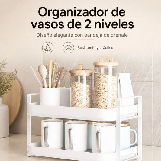 Escurridor de Vasos 2 Niveles Blanco