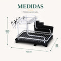 Escurridor de platos de 2 niveles de aproximadamente 42 cm de ancho, 30 cm de fondo y 30.5 cm de alto