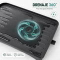 Escurridor de platos con sistema de drenaje giratorio 360 grados para dirigir el agua hacia el lavadero