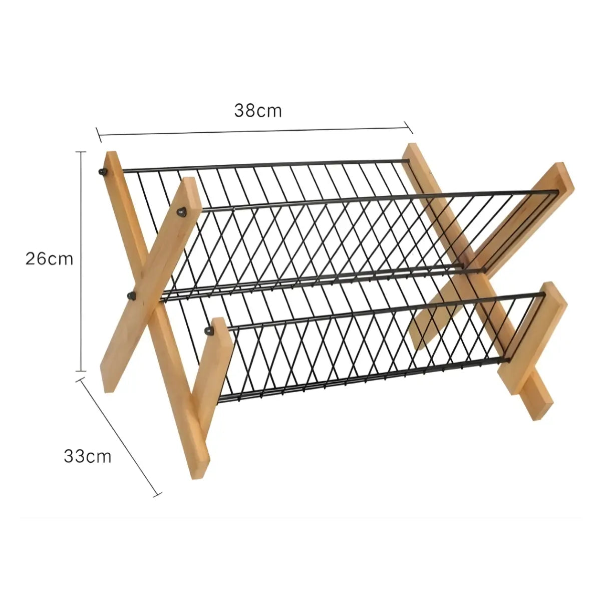 Escurridor de platos de 2 niveles de aproximadamente 50 cm de ancho, 33 cm de fondo y 29 cm de alto