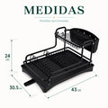 Escurridor de platos de 2 niveles de 45 cm de largo, 30.5 cm de fondo y 24 cm de alto