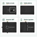 Detalles del escurridor de platos con salida de agua regulable, rotación 360° y diseño ajustable