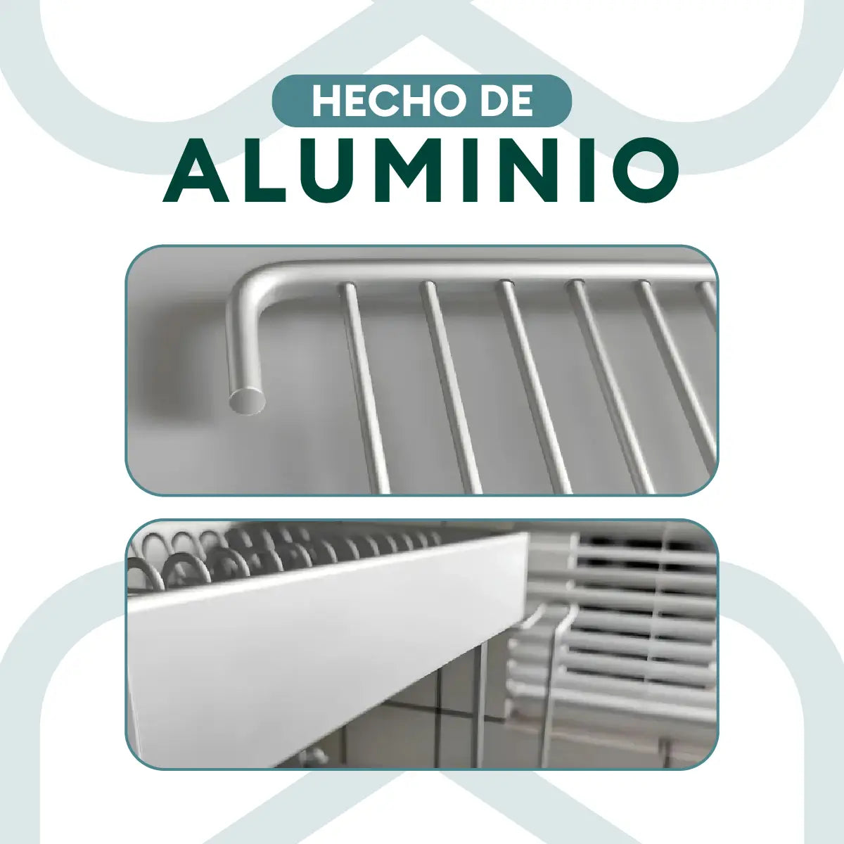 Escurridor de platos fabricado en aluminio con estructura resistente y diseño de 2 niveles