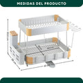 Medidas del escurridor de platos de aluminio de 2 niveles con diseño compacto para cocina