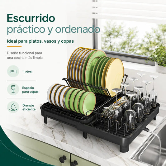 Escurridor de Platos Extensible 1 Nivel Negro Smart