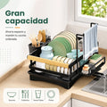 Escurridor de vajilla de gran capacidad para organizar platos, bowls, vasos, cubiertos y accesorios de cocina