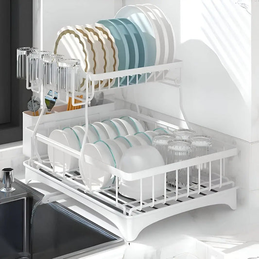 Escurridor De Platos De 2 Niveles Con Posavasos Eva