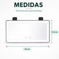 Medidas del espejo para parasol de auto con luz LED y diseño rectangular compacto