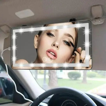Espejo LED Con Luz Táctil Recargable Para Auto En Visera Parasol