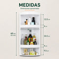 Medidas del organizador esquinero giratorio de 3 niveles con diseño vertical y compacto
