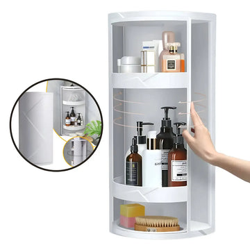 Organizador esquinero giratorio de 3 niveles para almacenar productos de baño, cocina y hogar