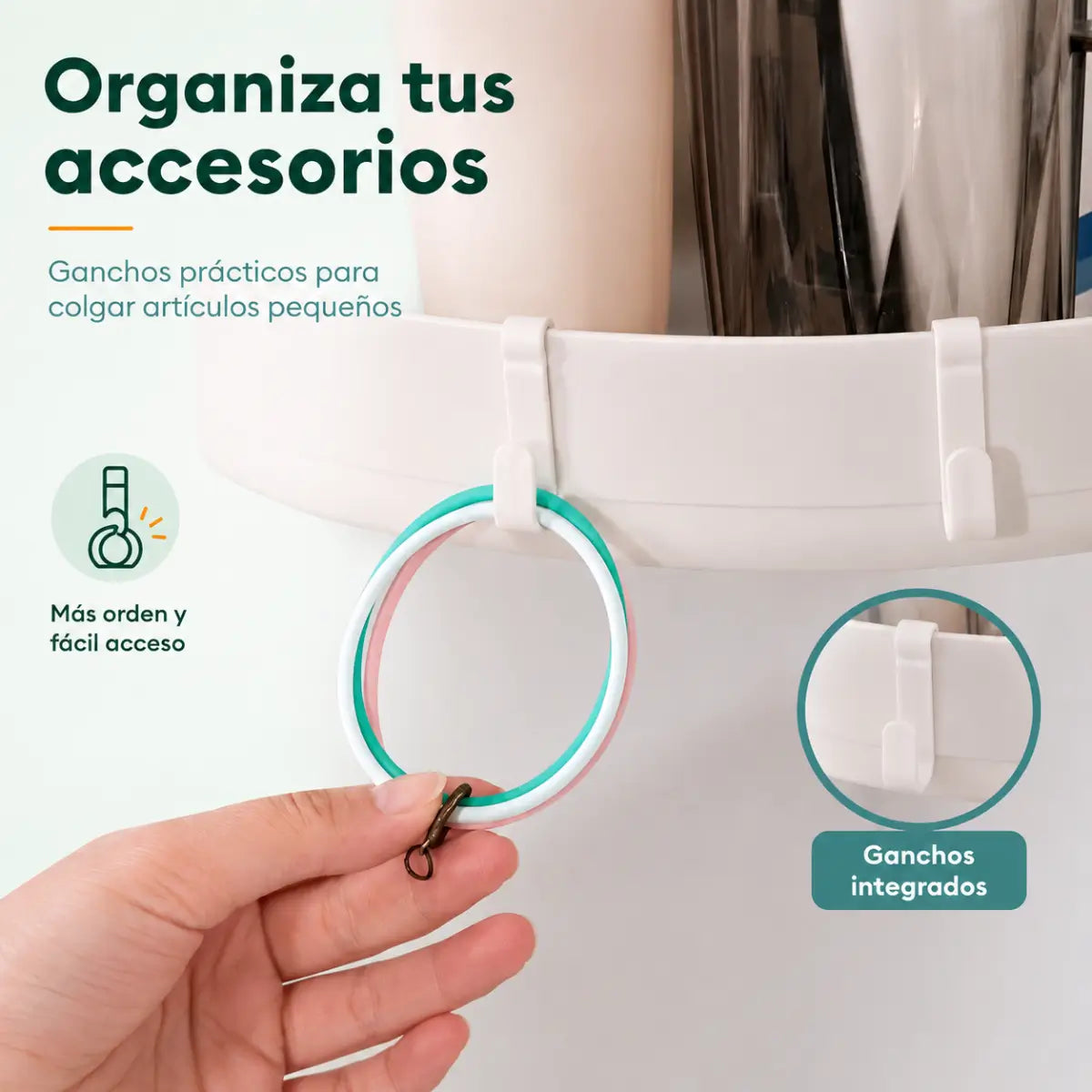 Organizador de ducha esquinero para ordenar productos de baño y accesorios de higiene