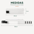 Medidas del organizador de baño de pared con repisa, toallero y ganchos laterales