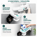 Organizador multifuncional para baño con repisa, barra para toalla y espacios para accesorios