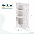 Medidas del organizador vertical con ruedas y 3 canastas de almacenamiento