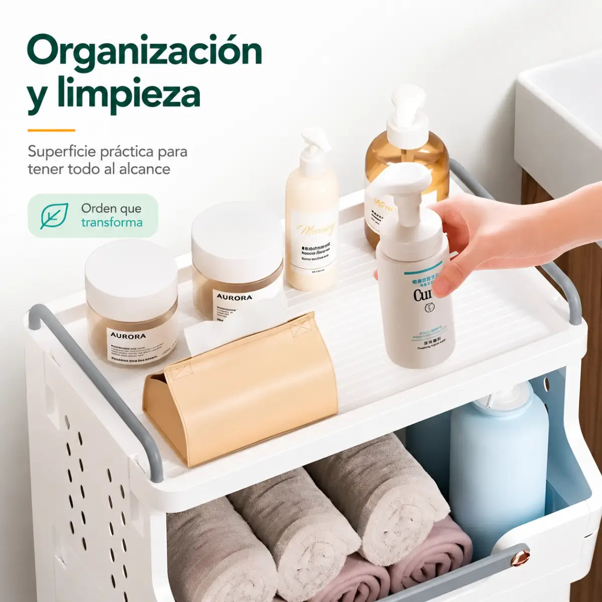 Organizador vertical con canastas removibles para guardar juguetes, ropa y accesorios fácilmente