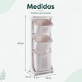 Medidas del carrito organizador vertical de 3 niveles con canastas y ruedas