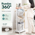 Carrito organizador de lavandería con ruedas giratorias 360 grados para moverlo fácilmente