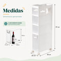 Medidas del organizador estrecho para baño con ruedas y diseño vertical ahorrador de espacio
