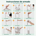 Instrucciones de armado del perchero organizador con ruedas y canastas de almacenamiento