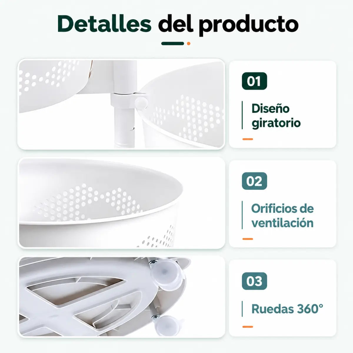 Organizador de 5 niveles con canastas desmontables, estructura vertical y diseño práctico