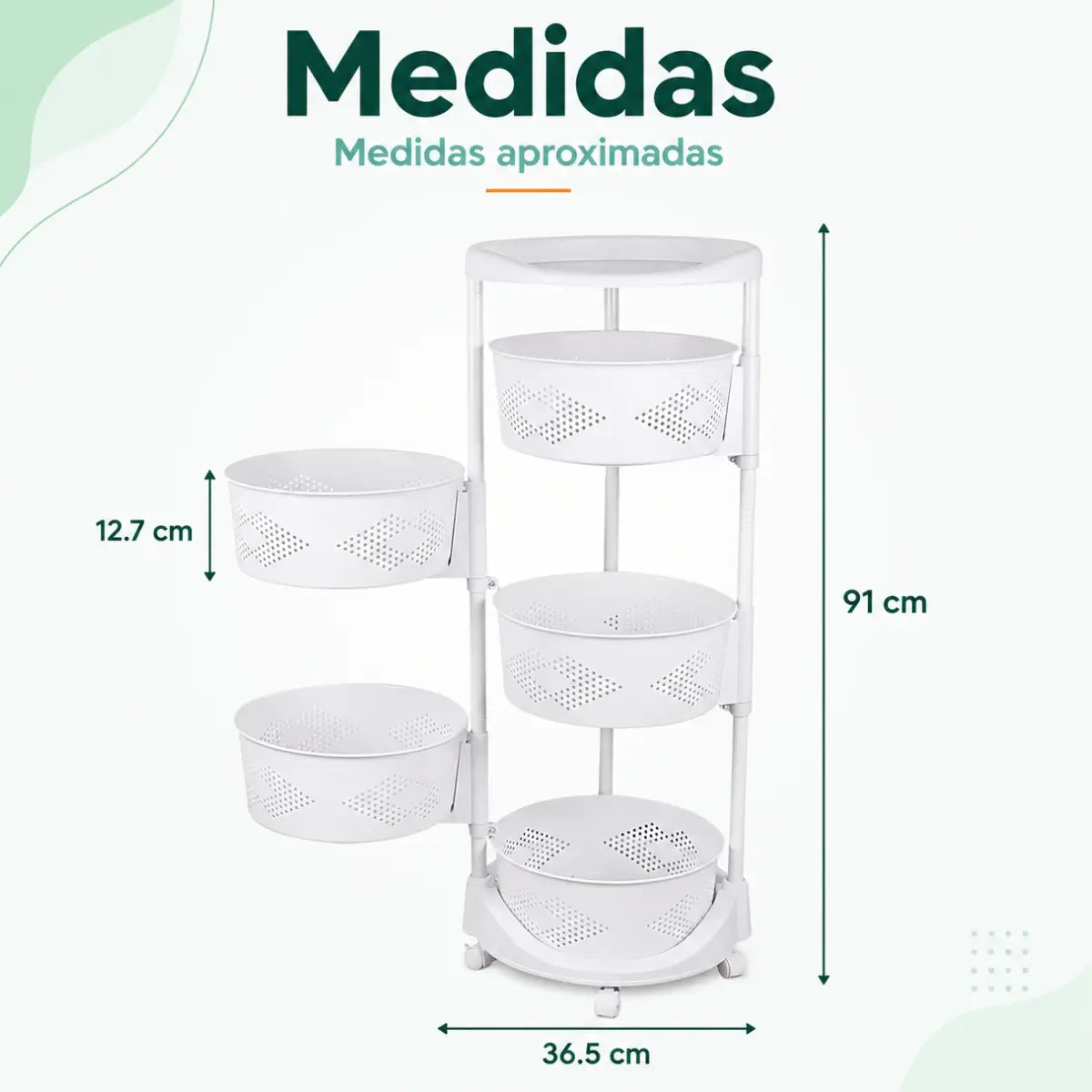 Organizador giratorio 360 grados con canastas para acceder fácilmente a los productos