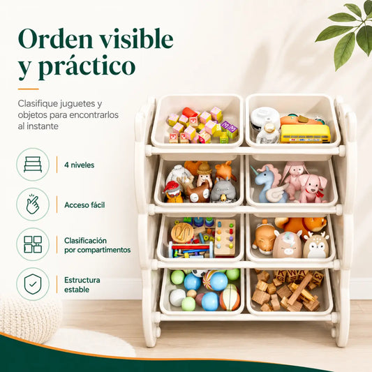 Estante Organizador Infantil 4 Niveles Blanco Oso