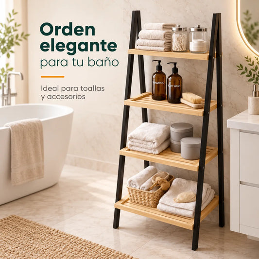 Estante de 4 niveles para organizar libros, plantas y objetos decorativos en el hogar