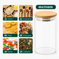 Frasco de vidrio borosilicato multiuso para guardar cereales, pastas, granos, dulces y alimentos secos