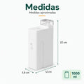 Medidas del contenedor hermético para alimentos secos con diseño rectangular y tapa medidora