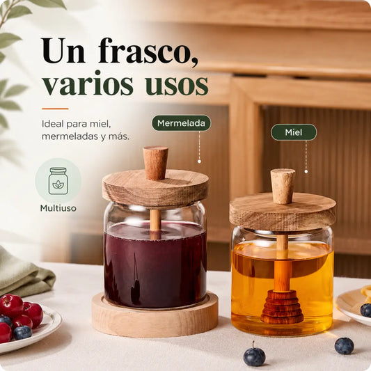 Frasco para Miel 400 ml con Tapa de Madera