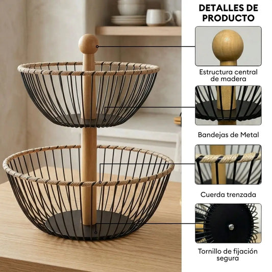 Frutero de 2 Niveles de Metal Modelo Seth