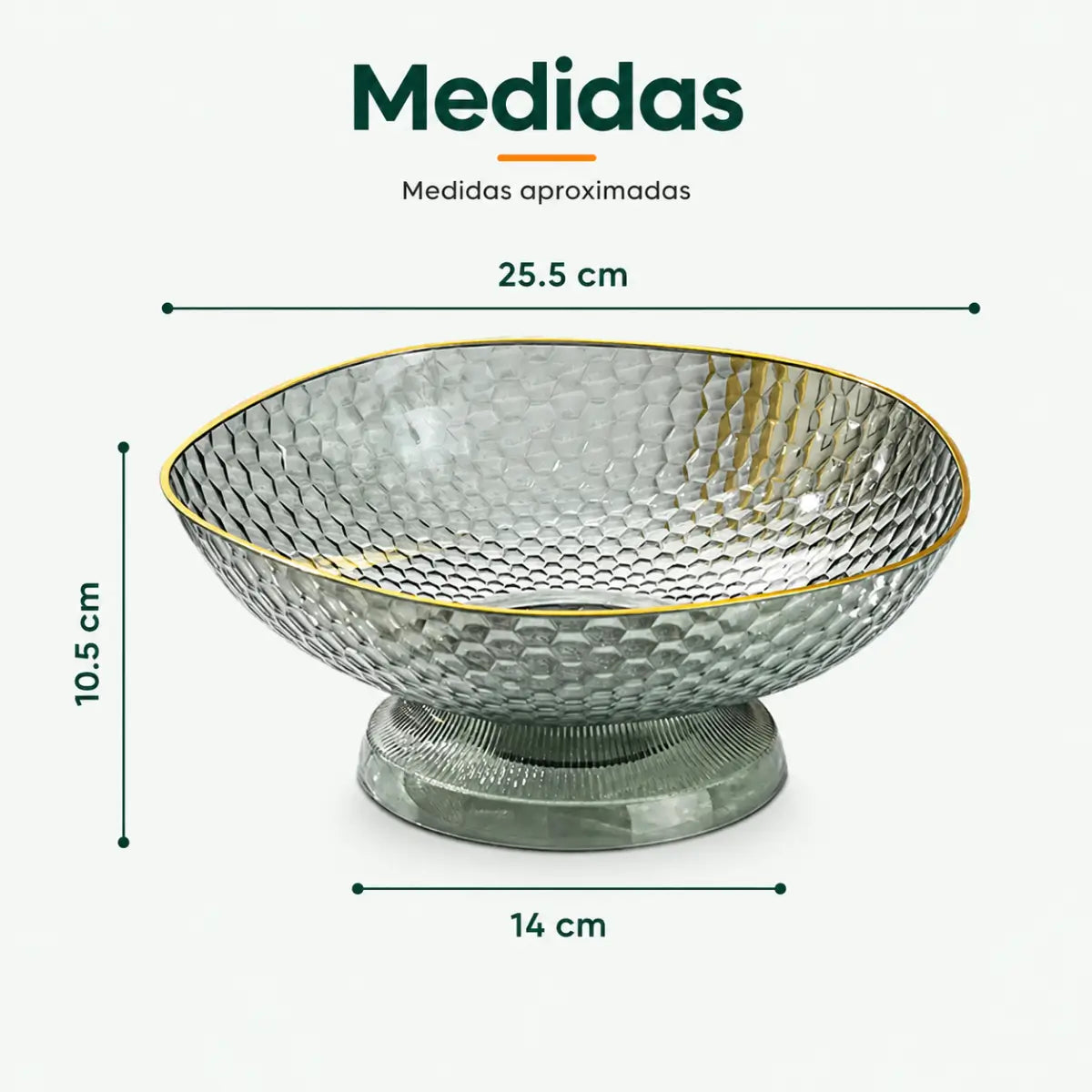 Medidas del frutero con drenaje, base desmontable y diseño elevado para cocina o comedor