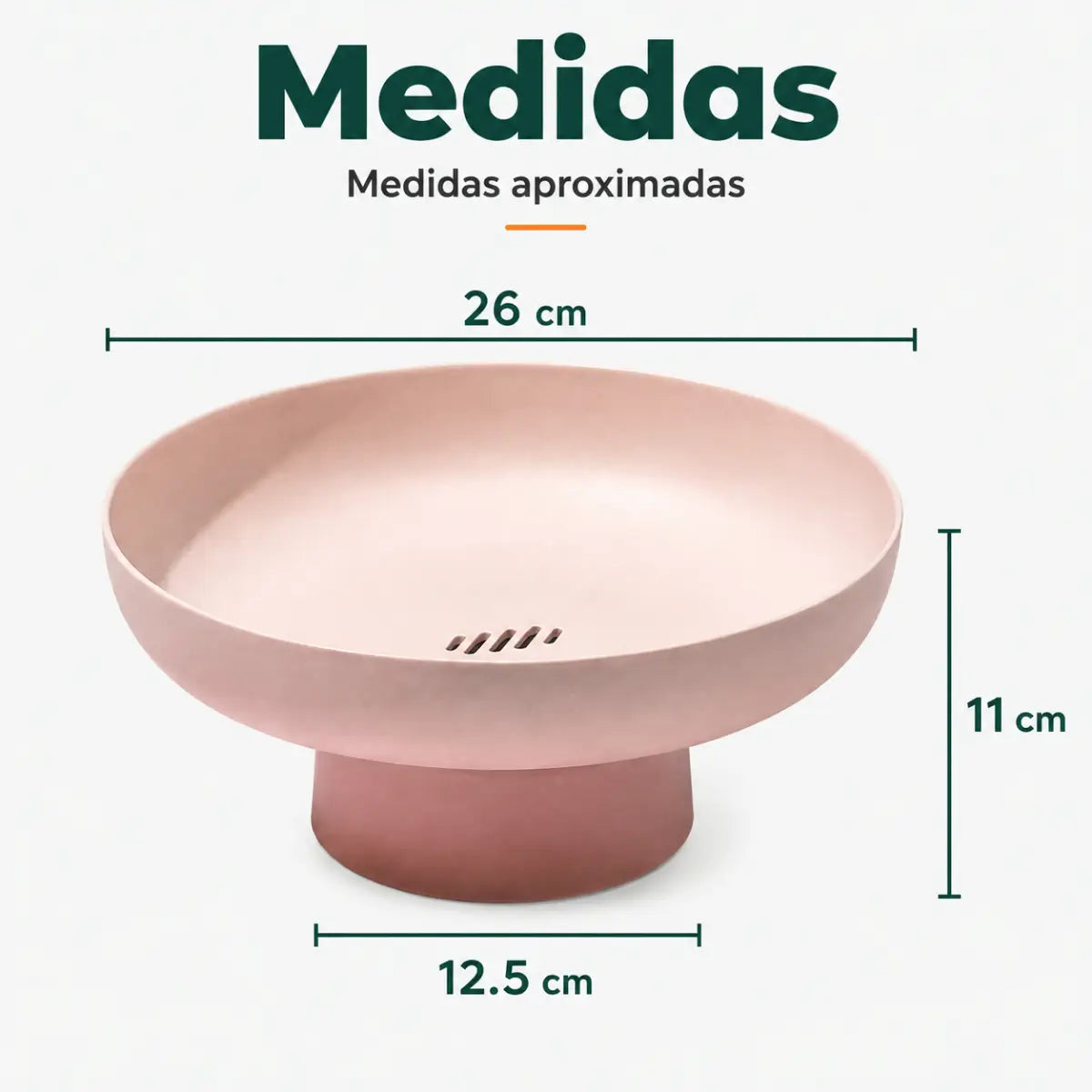 Medidas del frutero con base desmontable y diseño elevado para mesa o cocina